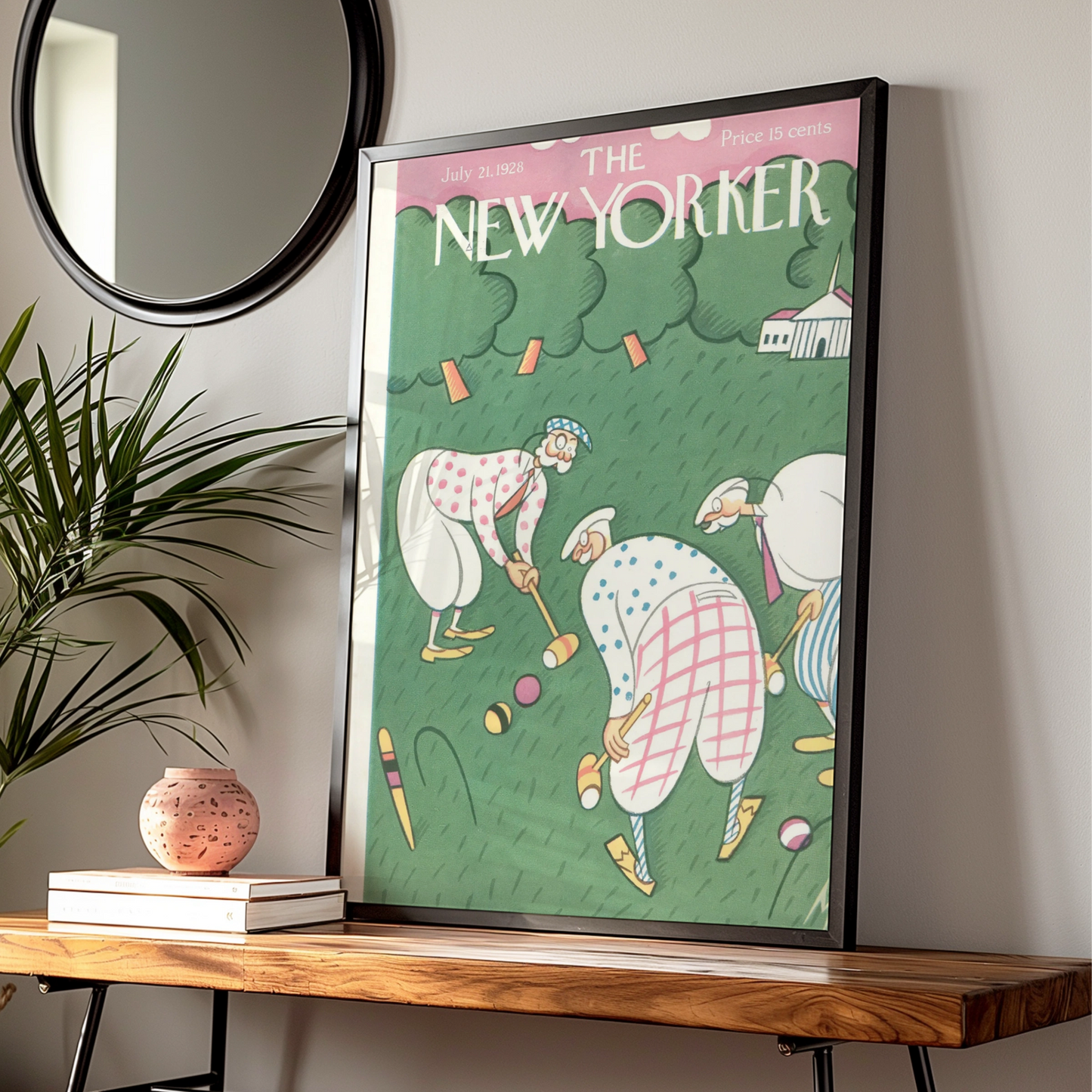 The New Yorker July 1928 Croquet Poster, Vintage Magazine Cover Wall Art Print