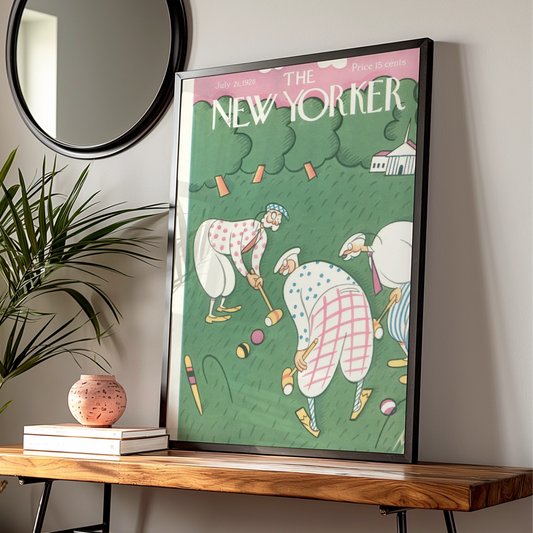 The New Yorker July 1928 Croquet Poster, Vintage Magazine Cover Wall Art Print
