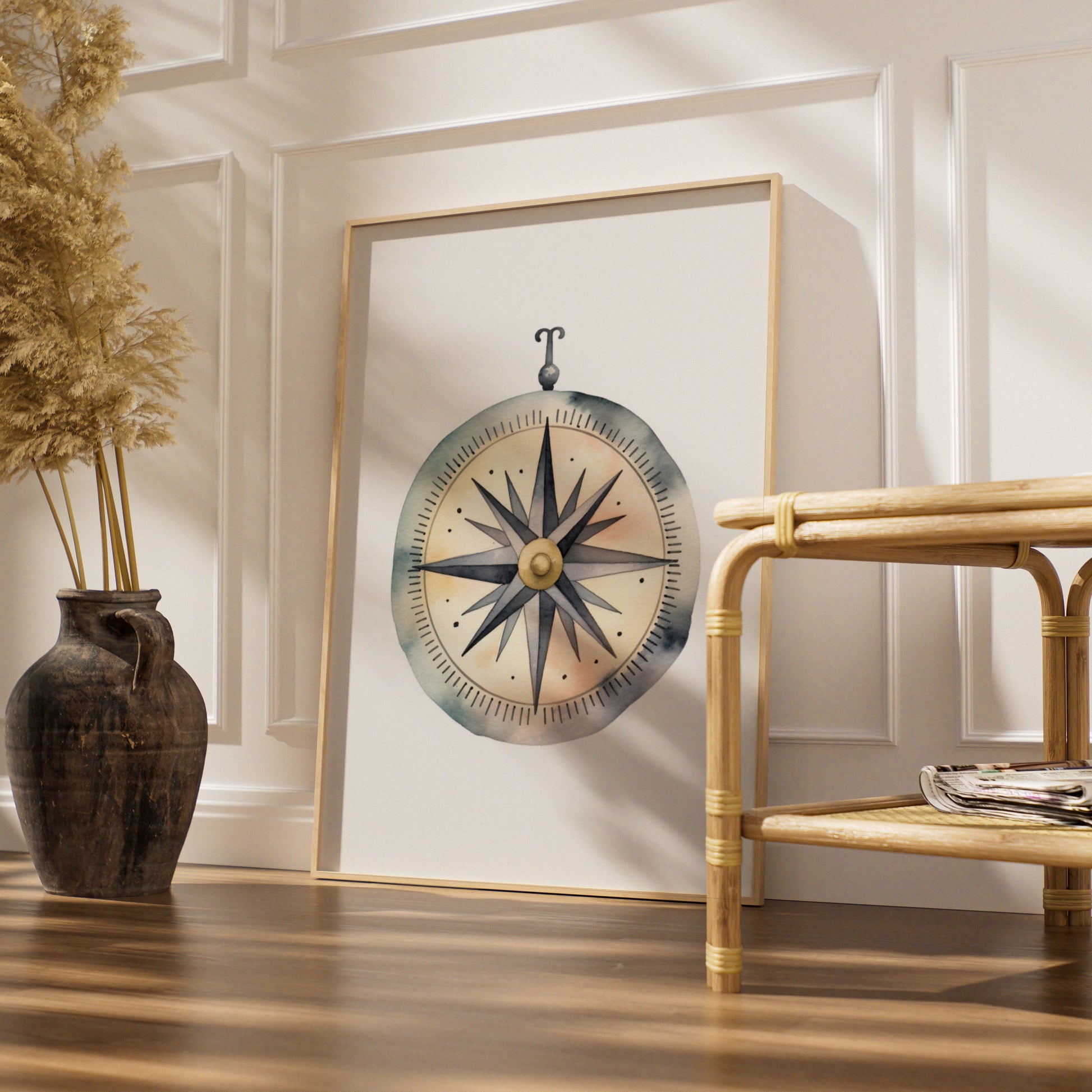 Compass Nursery Wall Art, Watercolour Adventure Print, Boys Room Decor, Nautical Poster