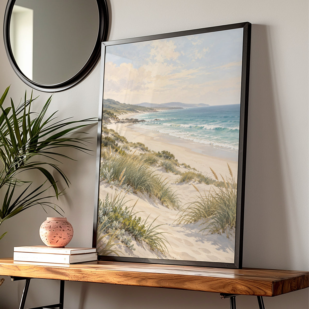 Australian Beach Dunes Print, Coastal Wall Art, Teal Ocean Landscape Poster, Gallery Wall — Digital Download