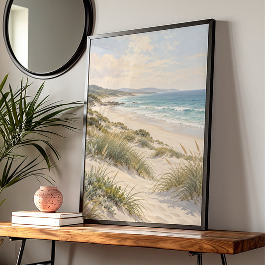 Australian Beach Dunes Print, Coastal Wall Art, Teal Ocean Landscape Poster, Gallery Wall — Digital Download