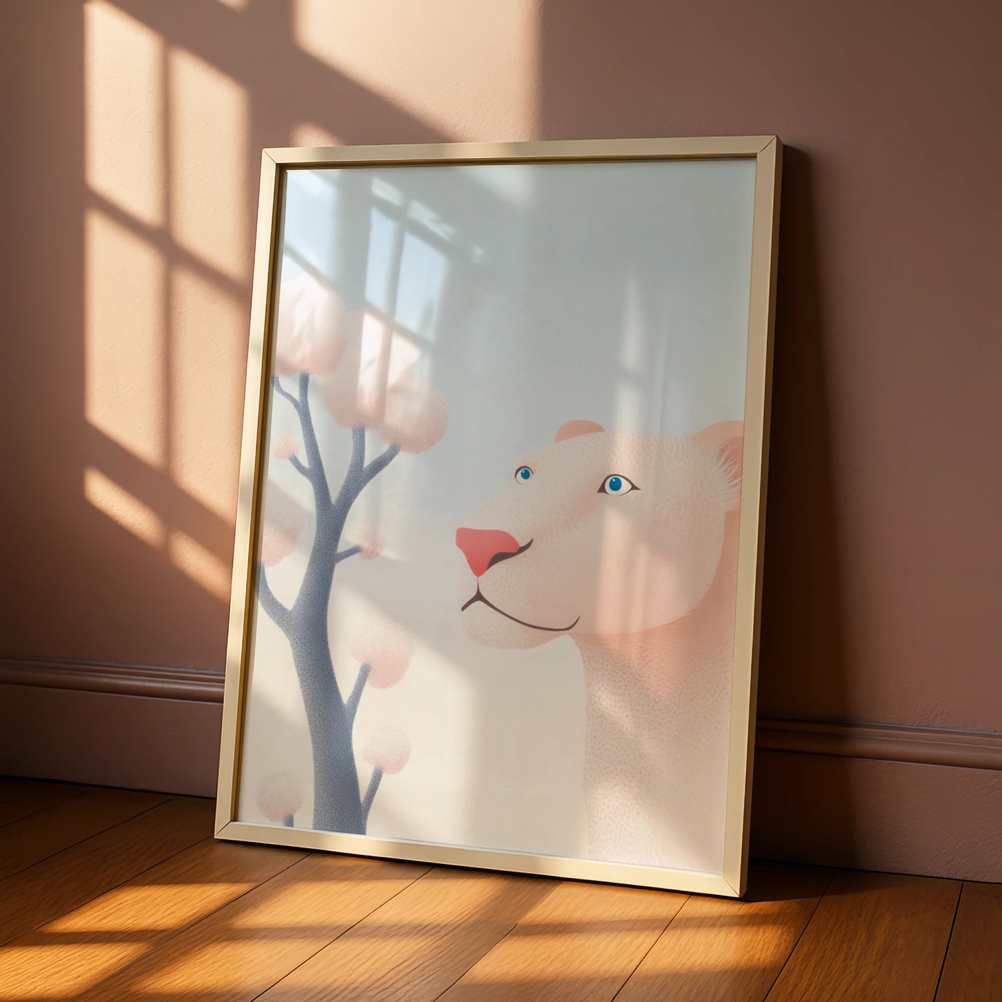 Lion Nursery Wall Art, Cute Lioness Print, Pastel Baby Room Poster, Kids Animal Decor Gift