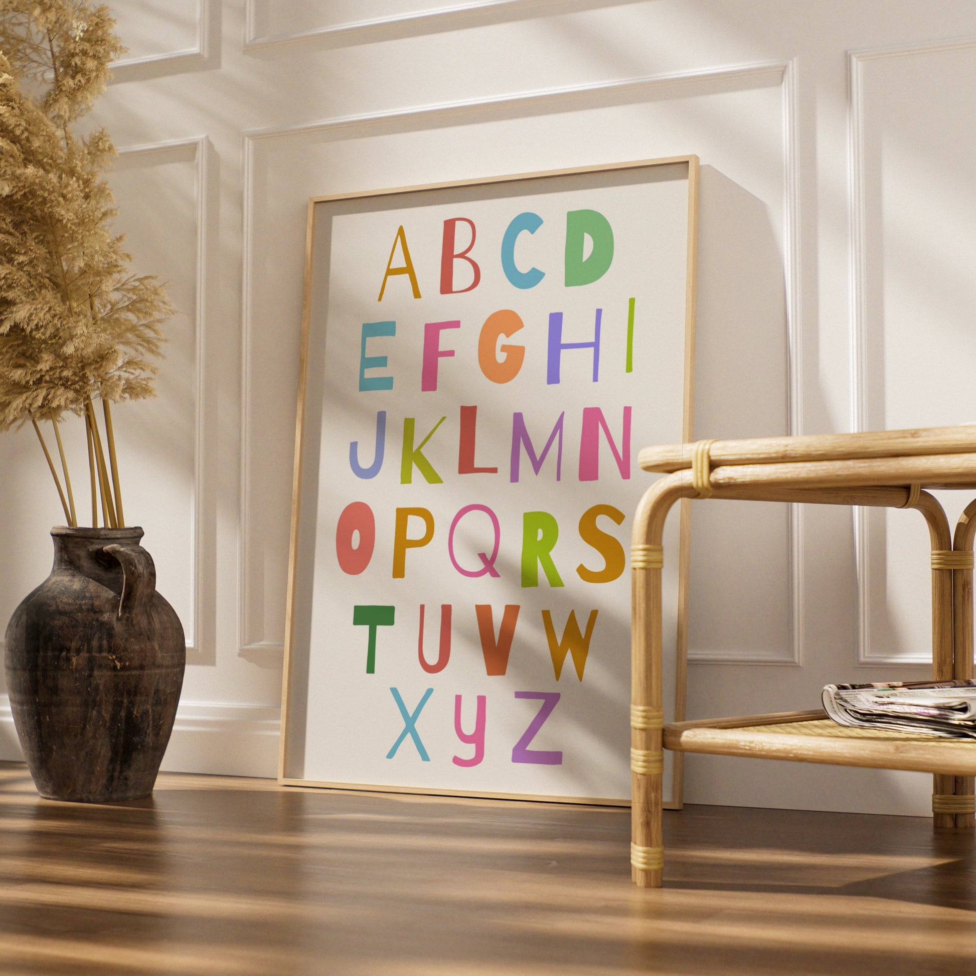 Colourful Alphabet Nursery Wall Art, ABC Kids Poster, Playroom Educational Print