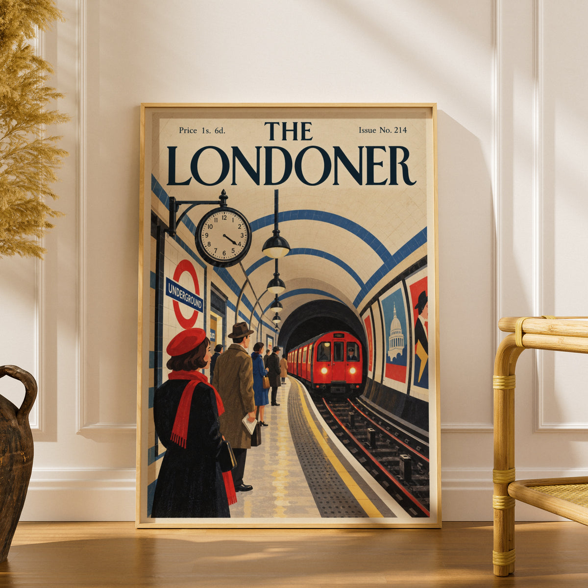 The Londoner Vintage Magazine Cover Poster, London Underground Wall Art, Retro Tube Station Art