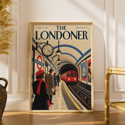 The Londoner Vintage Magazine Cover Poster, London Underground Wall Art, Retro Tube Station Art