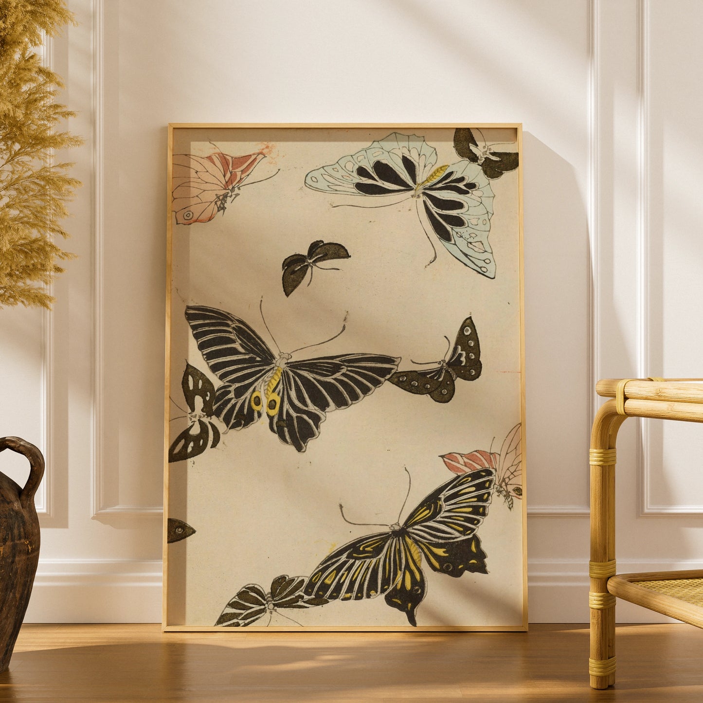 Japanese Butterfly Woodblock Wall Art, Vintage Bijutsukai 1901 Japandi Poster Print – A5 print
