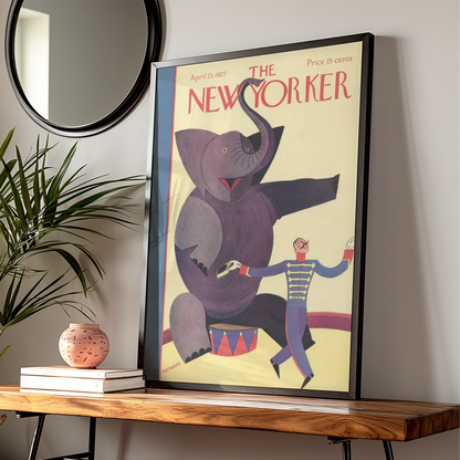 The New Yorker April 1927 Circus Elephant Poster, Vintage Art Deco Cover Wall Art Print