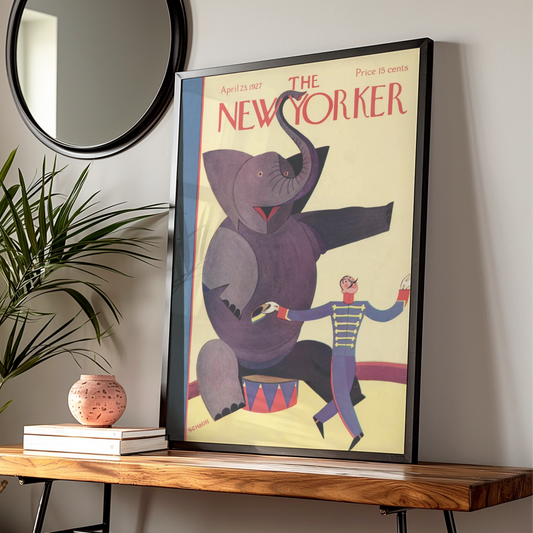 The New Yorker April 1927 Circus Elephant Poster, Vintage Art Deco Cover Wall Art Print