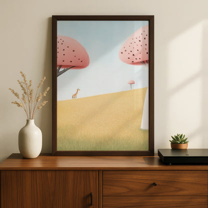 Giraffe Nursery Wall Art, Pastel Safari Print, Kids Room Poster, Baby Animal Decor