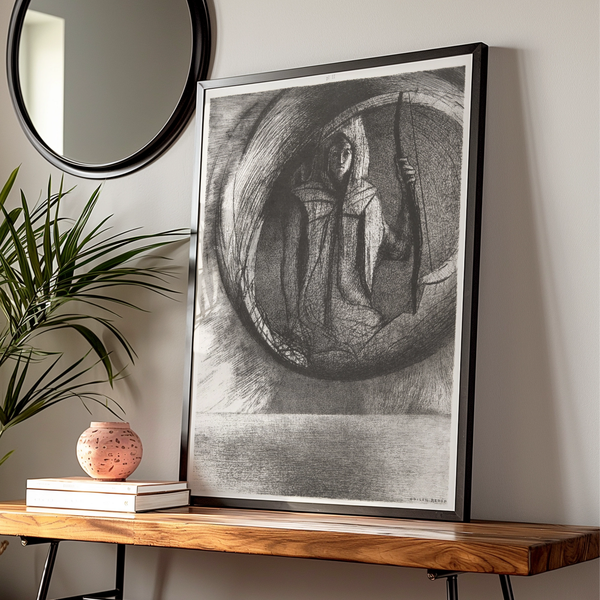 Odilon Redon Dark Figure Poster, Gothic Halloween Wall Art, Symbolist Black Print