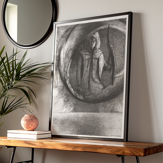 Odilon Redon Dark Figure Poster, Gothic Halloween Wall Art, Symbolist Black Print
