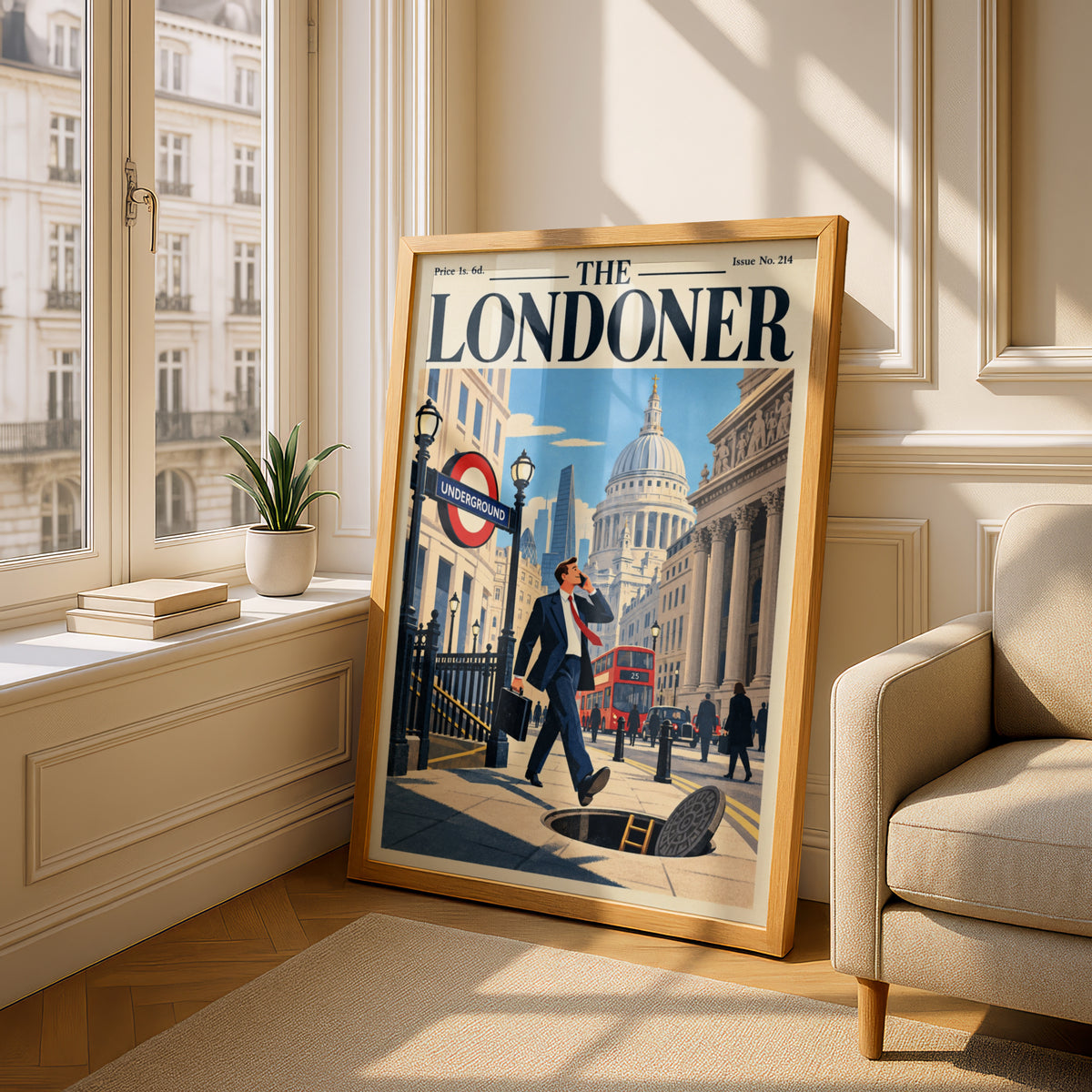 The Londoner Vintage Magazine Cover Poster, London Wall Art Print, Retro Travel Illustration