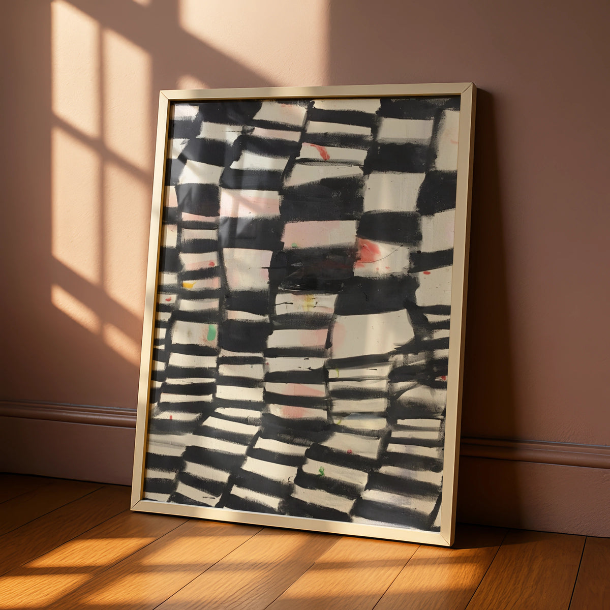 Abstract Black White Grid Painting Print, Monochrome Wall Art, Modern Contemporary Poster