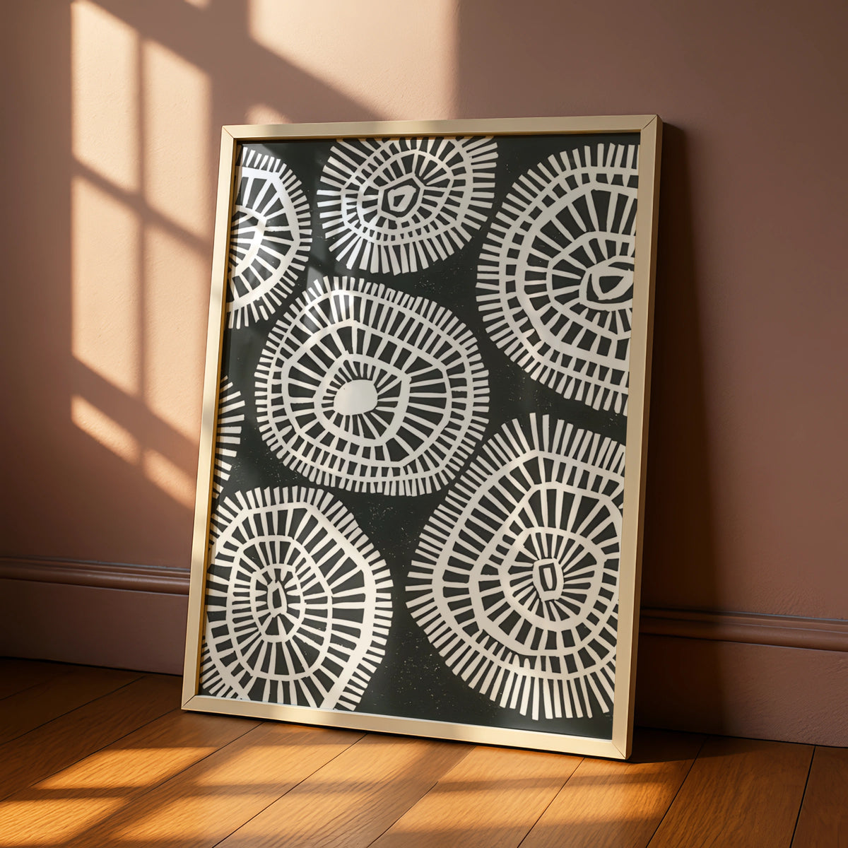 Abstract Circle Pattern Print, Monochrome Wall Art, Black White Geometric Poster, Modern Decor
