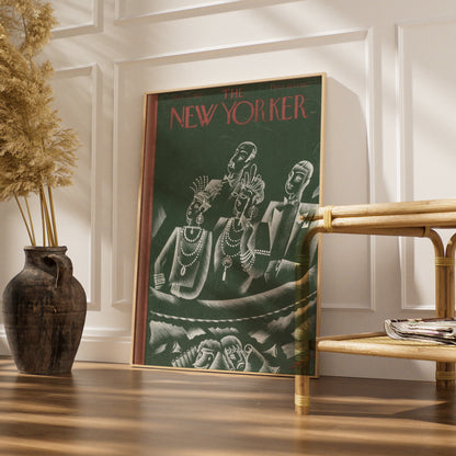 The New Yorker 1927 Art Deco Cover Poster, Vintage Jazz Age Theatre Wall Art Print