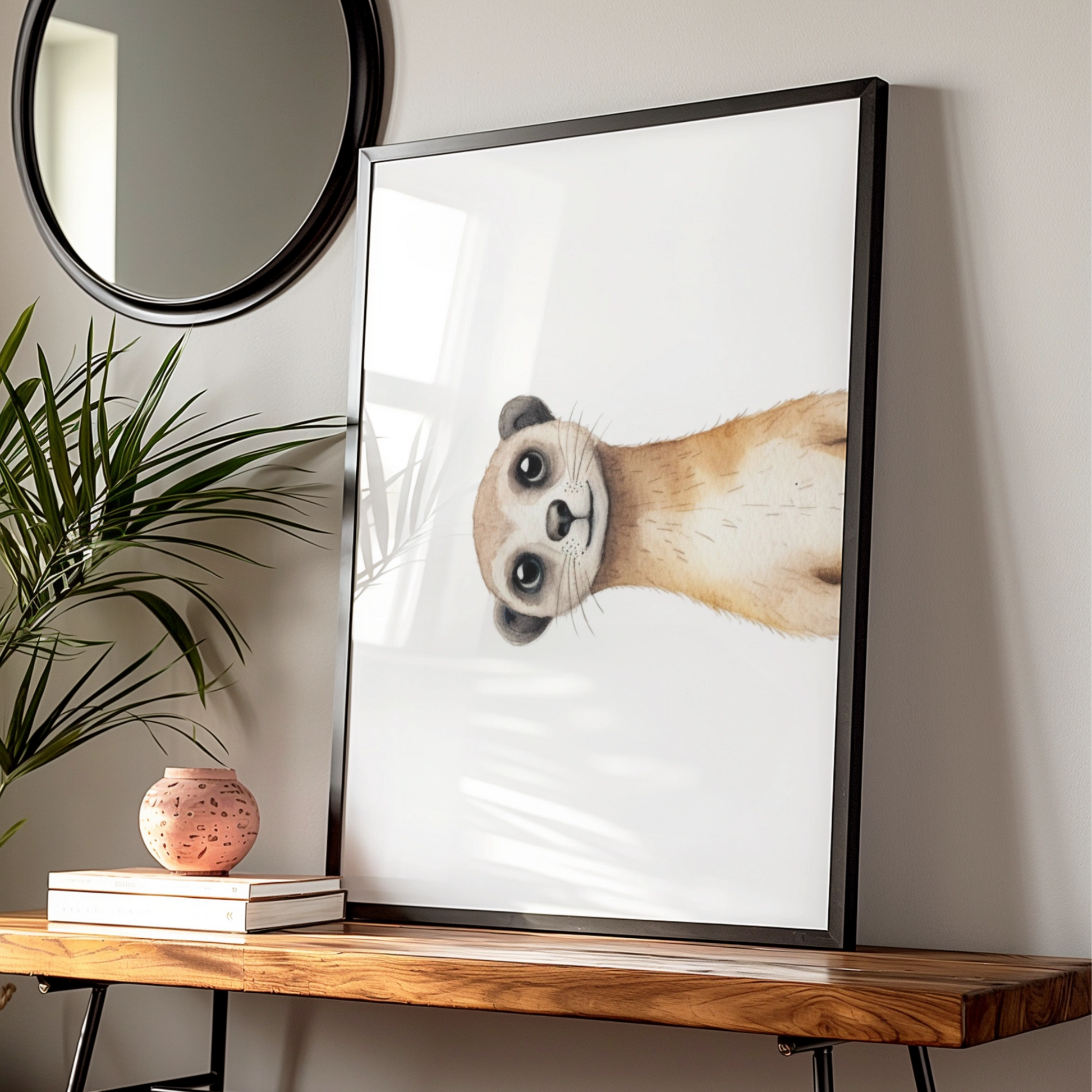 Meerkat Nursery Wall Art, Cute Animal Poster, Watercolour Baby Room Print, Kids Decor