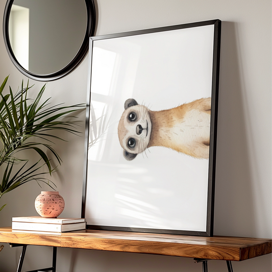 Meerkat Nursery Wall Art, Cute Animal Poster, Watercolour Baby Room Print, Kids Decor