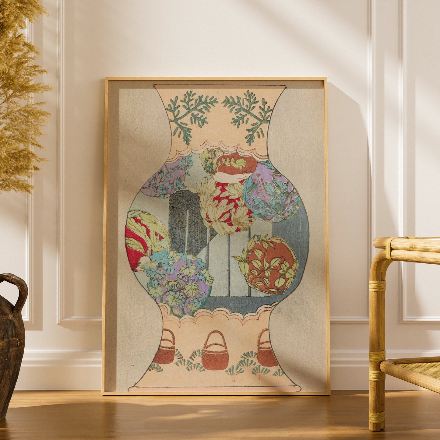 Vintage Japanese Vase Art Print, Bijutsukai 1901 Botanical Floral Japandi Wall Art Poster – A5 print
