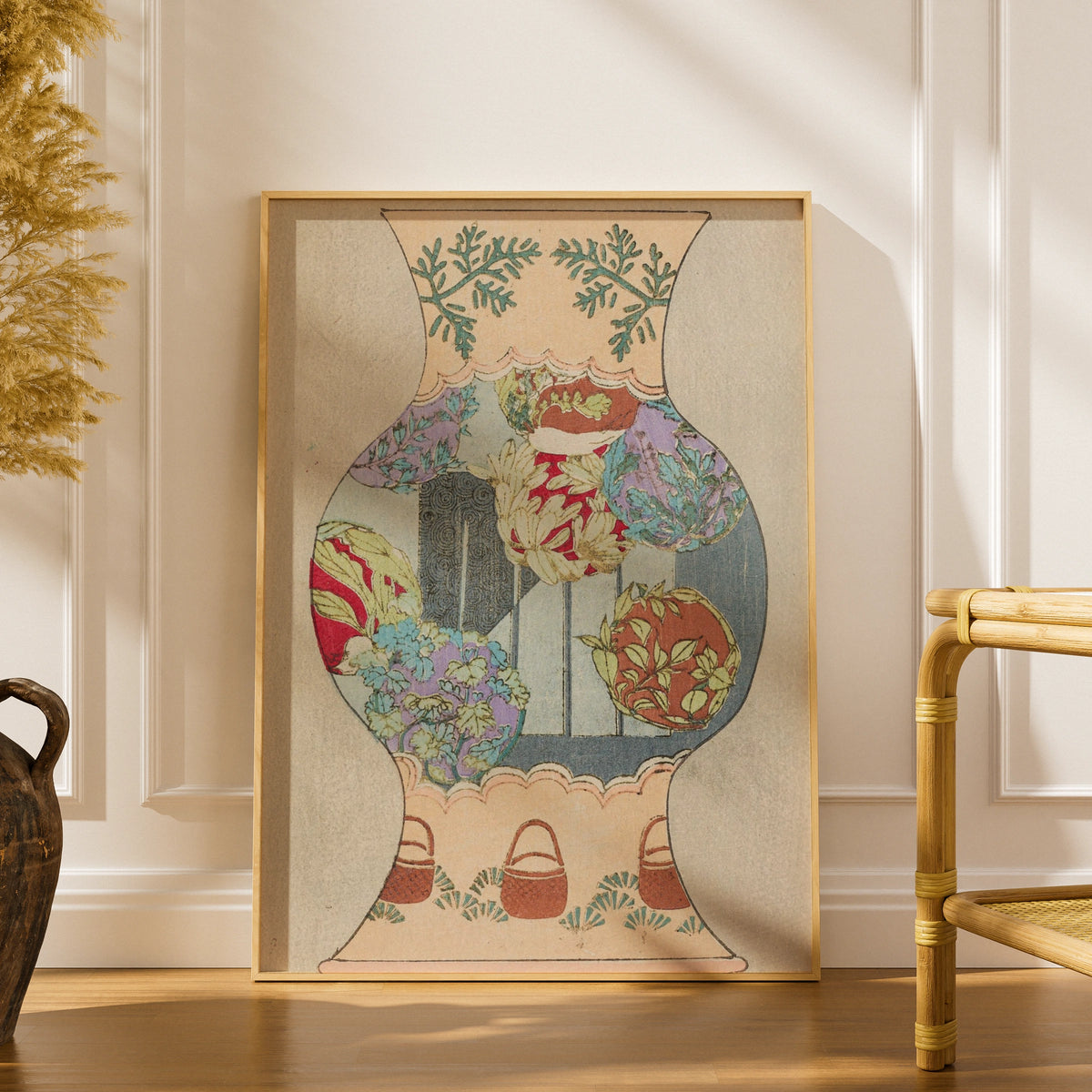 Vintage Japanese Vase Art Print, Bijutsukai 1901 Botanical Floral Japandi Wall Art Poster – A5 print