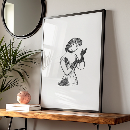 Halloween Victorian Witch Poster, Gothic Woman Wall Art, Dark Vintage Etching Print, Spooky Decor