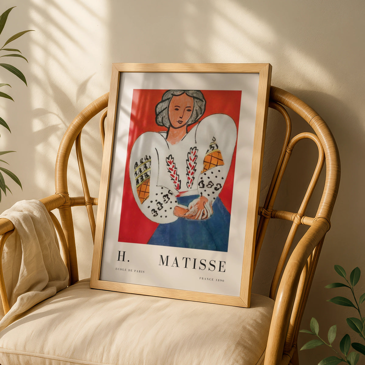 Red Woman in Blouse Wall Art Print, Colourful Vintage Modernist Poster – product image 3