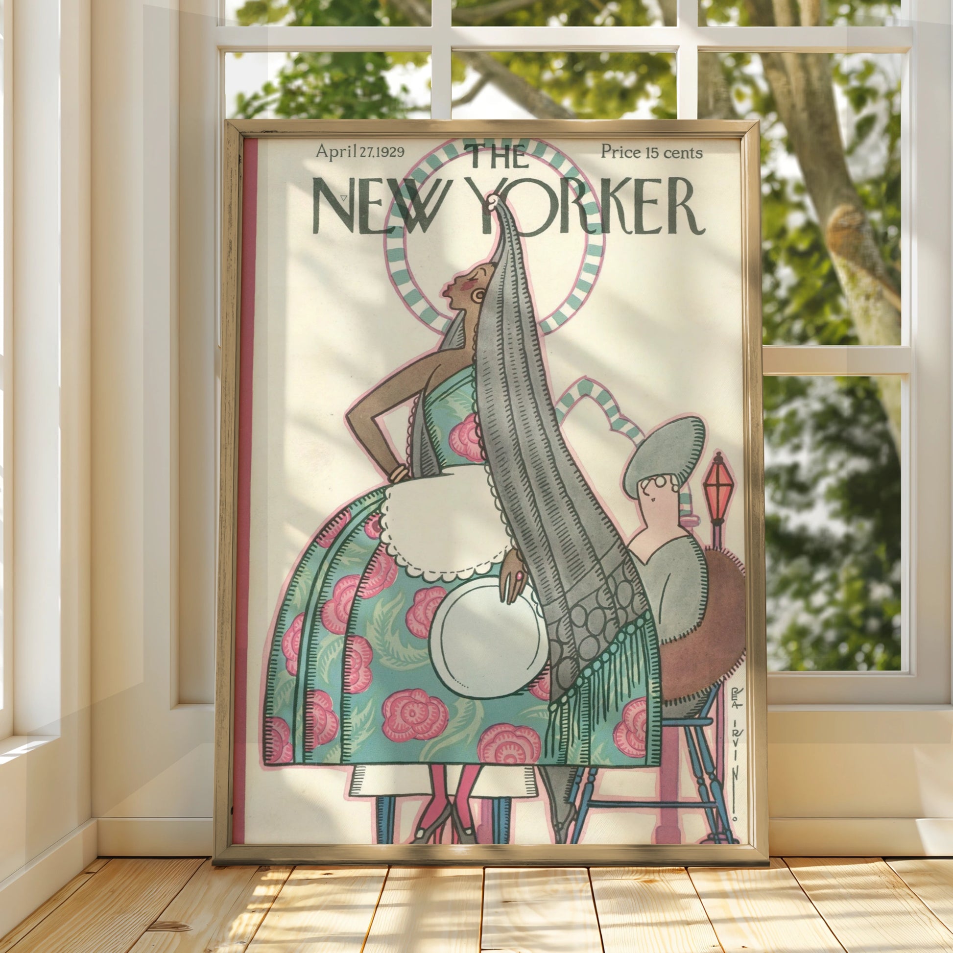 The New Yorker April 1929 Cover Poster, Rea Irvin Art Deco Maid Print, Vintage Wall Art