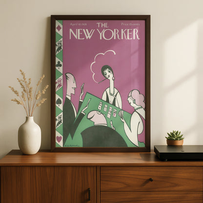 New Yorker 1926 Card Game Poster, Art Deco Flapper Wall Art, Vintage Magazine Cover Print