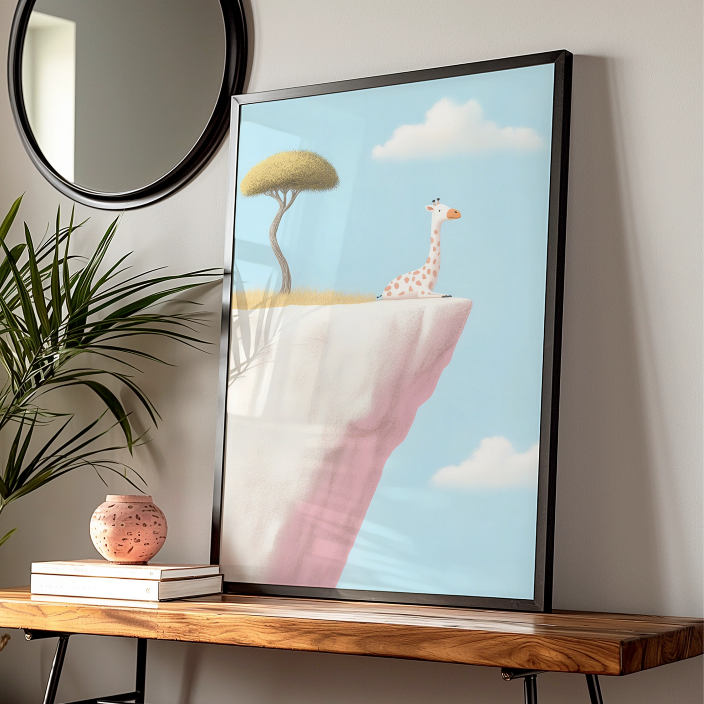 Giraffe Nursery Wall Art, Baby Animal Print, Safari Kids Room Poster, Cute Pastel Decor