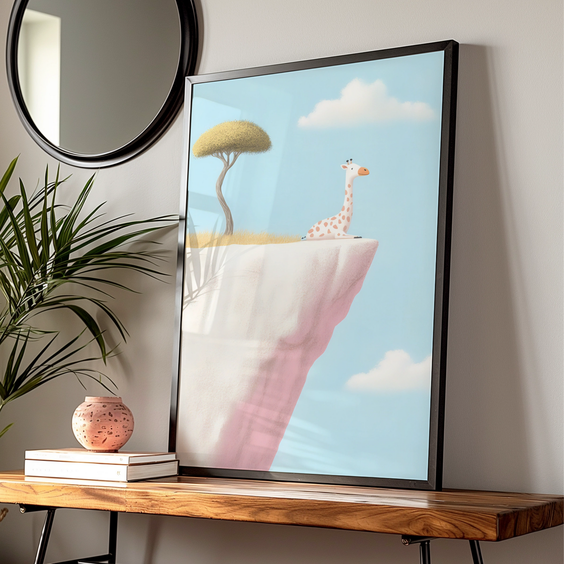 Giraffe Nursery Wall Art, Baby Animal Print, Safari Kids Room Poster, Cute Pastel Decor
