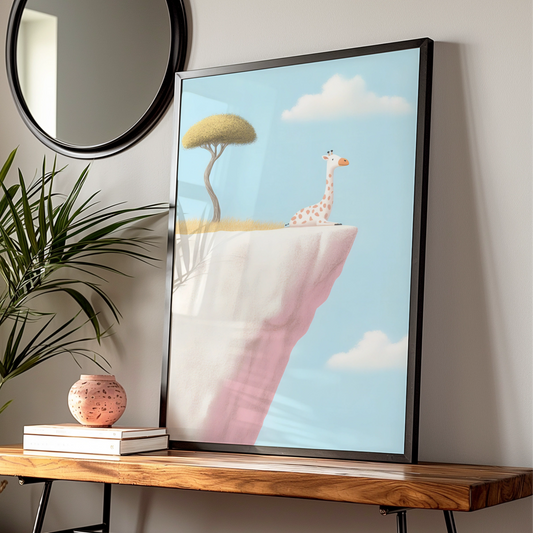 Giraffe Nursery Wall Art, Baby Animal Print, Safari Kids Room Poster, Cute Pastel Decor