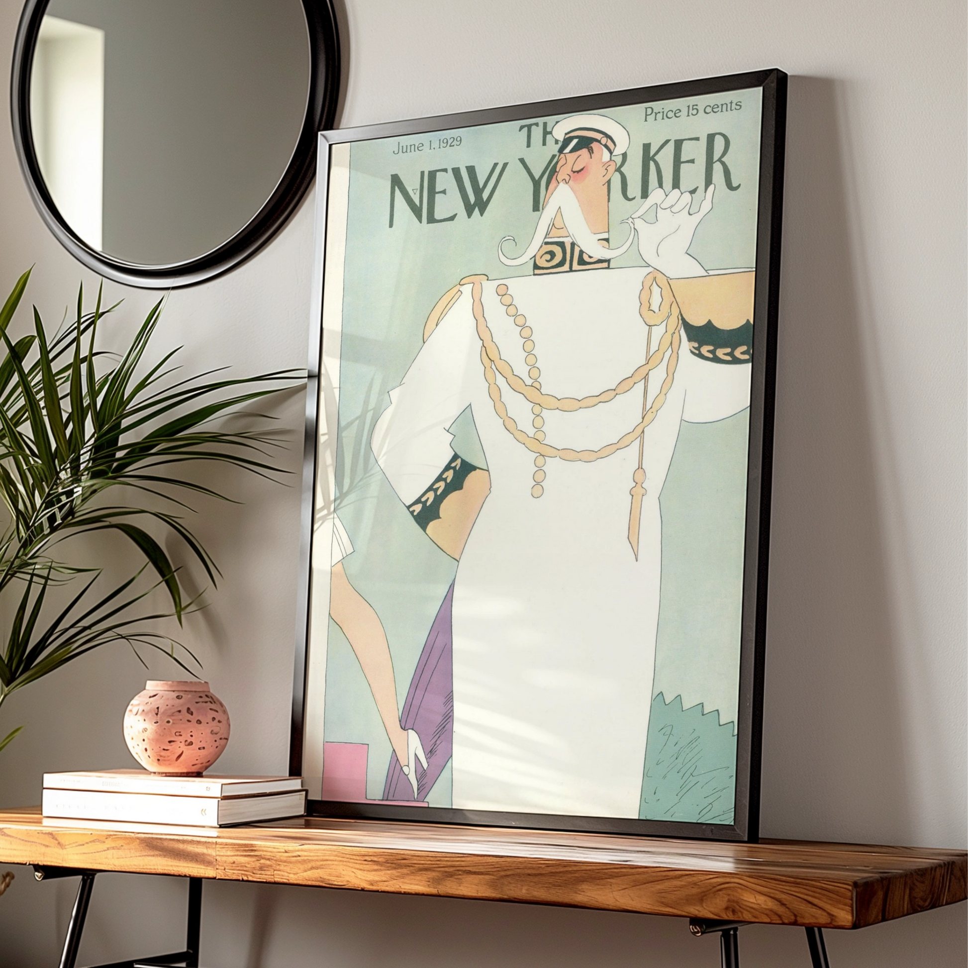 New Yorker 1929 Cover Poster, Art Deco Naval Officer, Vintage Magazine Wall Art