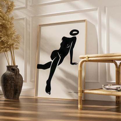 Abstract Female Figure Print, Monochrome Wall Art, Black and White Minimalist Poster, Modern Nude