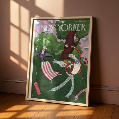New Yorker Cover June 1929 Vintage Picnic Art Poster, Retro Summer Wall Art Print