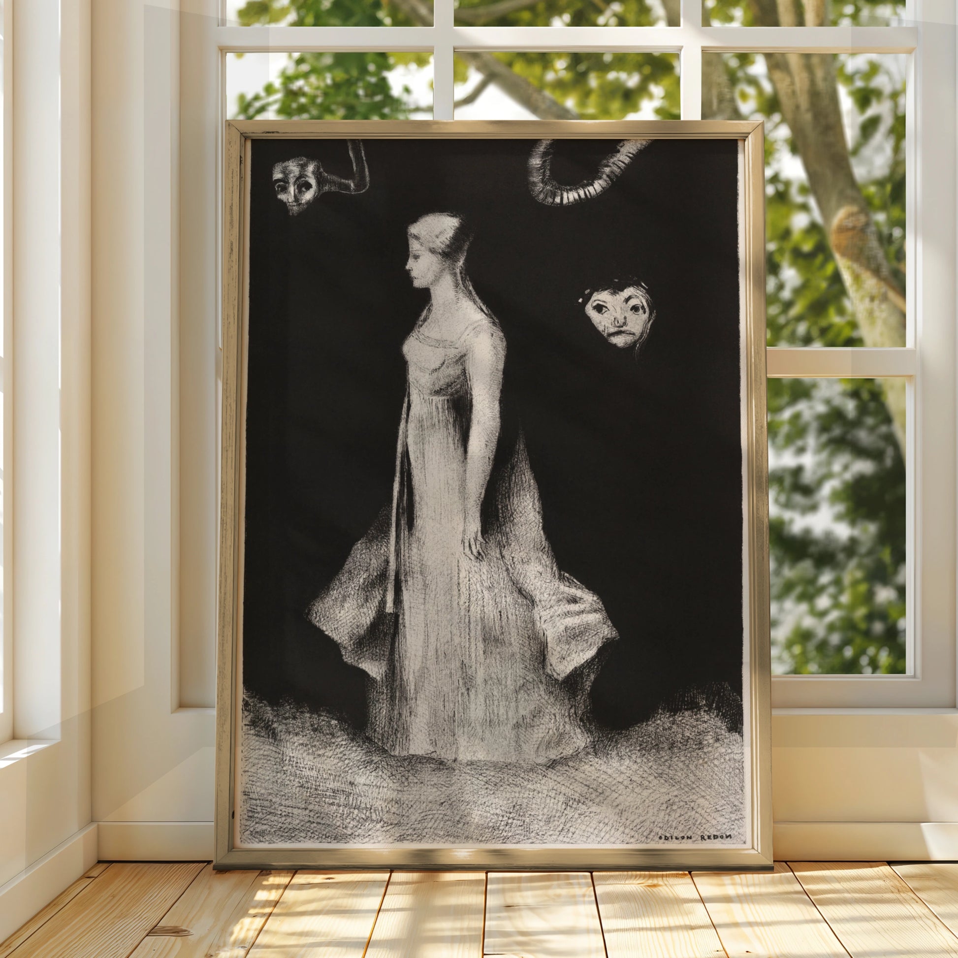 Odilon Redon Halloween Art Print, Gothic Dark Surreal Poster, Macabre Wall Art