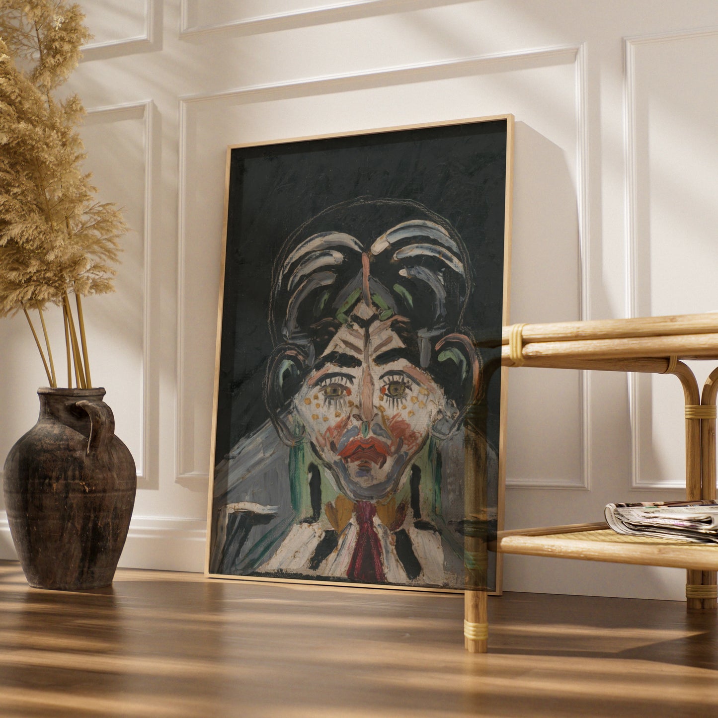 Halloween Expressionist Face Poster, Dark Spooky Portrait Wall Art, Creepy Figure Print