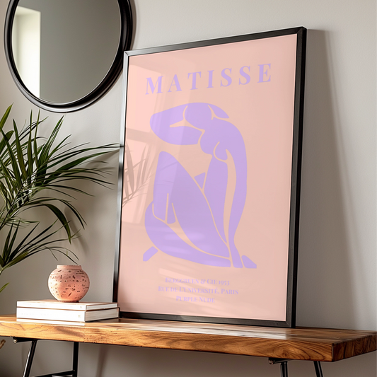 Matisse Purple Nude Poster, Maximalist Figure Wall Art, Pink Lavender Exhibition Print