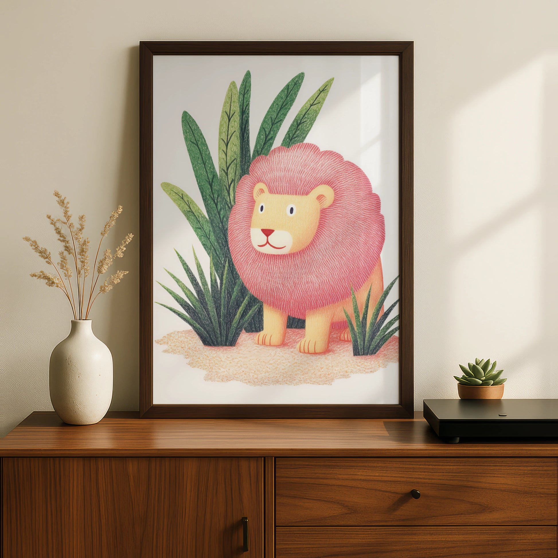 Lion Nursery Wall Art, Cute Safari Animal Print, Baby Room Poster, Kids Jungle Decor