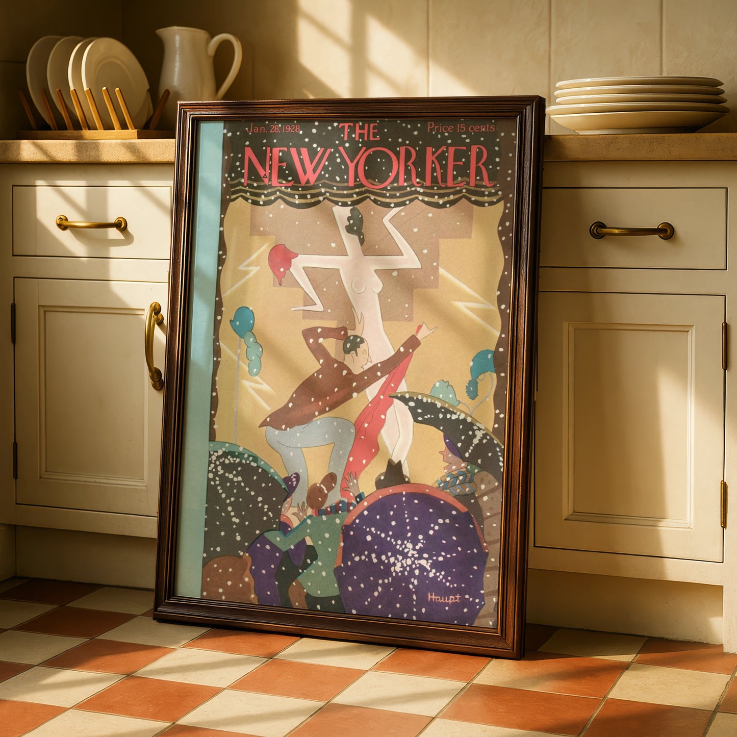 The New Yorker January 1928 Cover Poster, Art Deco Dancing Print, Vintage Wall Art