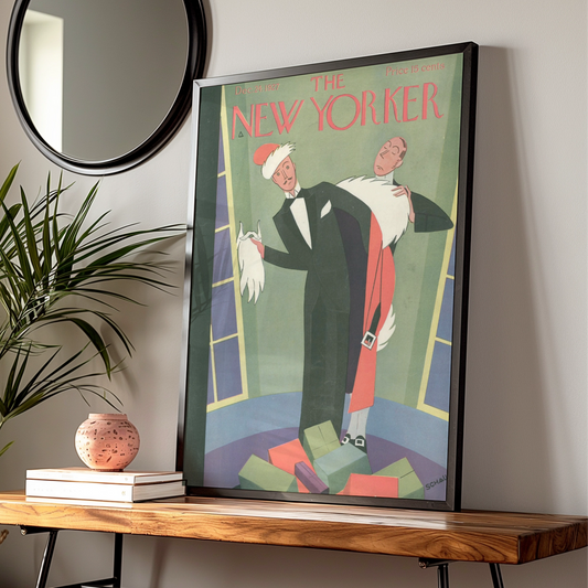 The New Yorker Christmas 1927 Cover Art Poster, Art Deco Holiday Vintage Print