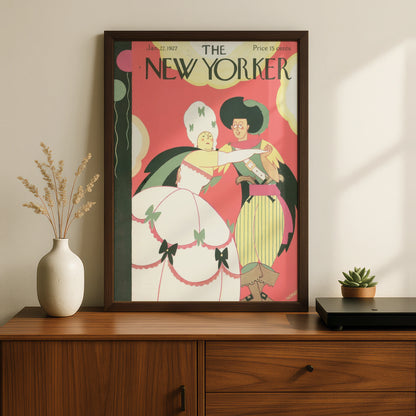 New Yorker 1927 Vintage Cover Poster, Art Deco Masquerade Ball Print, Retro Wall Art