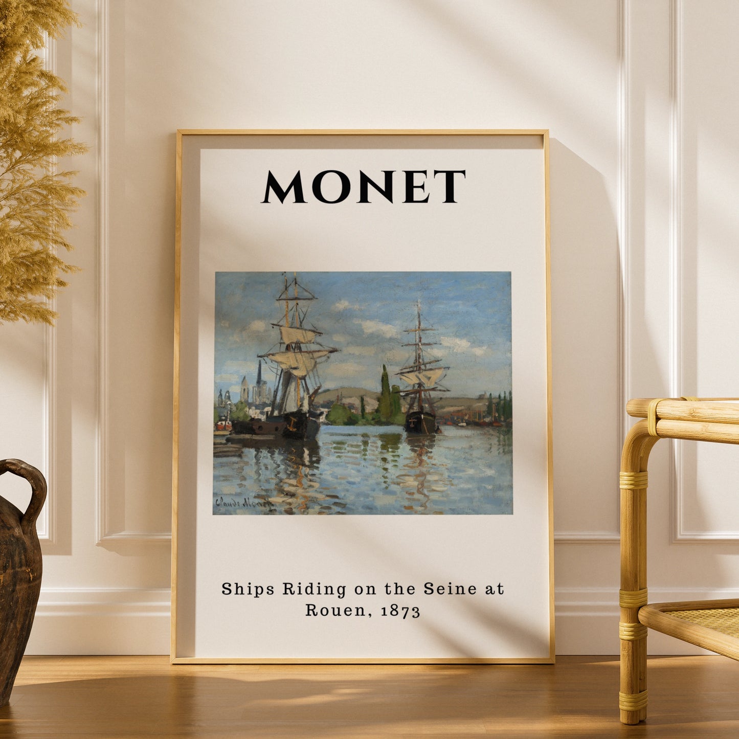 Monet Ships on the Seine Wall Art Print | Impressionist Sailing Poster, Living Room Decor – product image 1