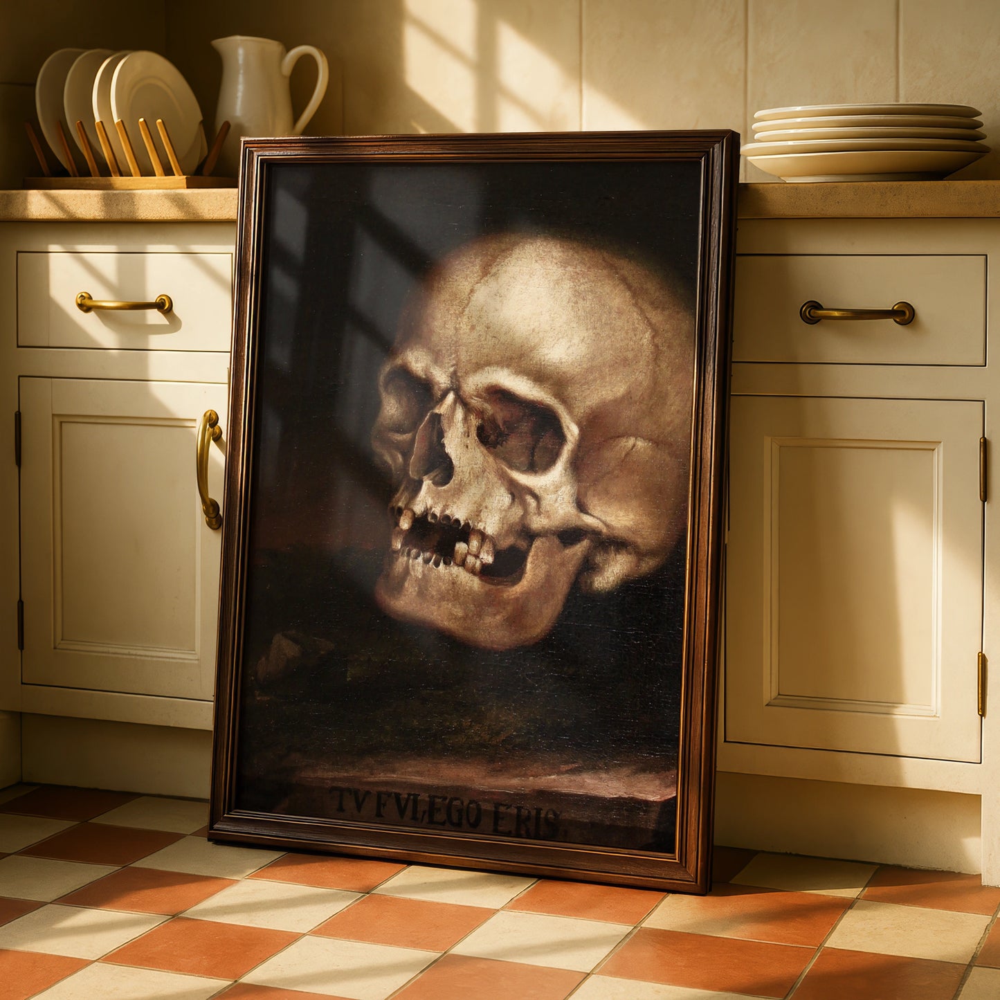 Skull Vanitas Old Master Art Print, Halloween Gothic Memento Mori Dark Academia Poster