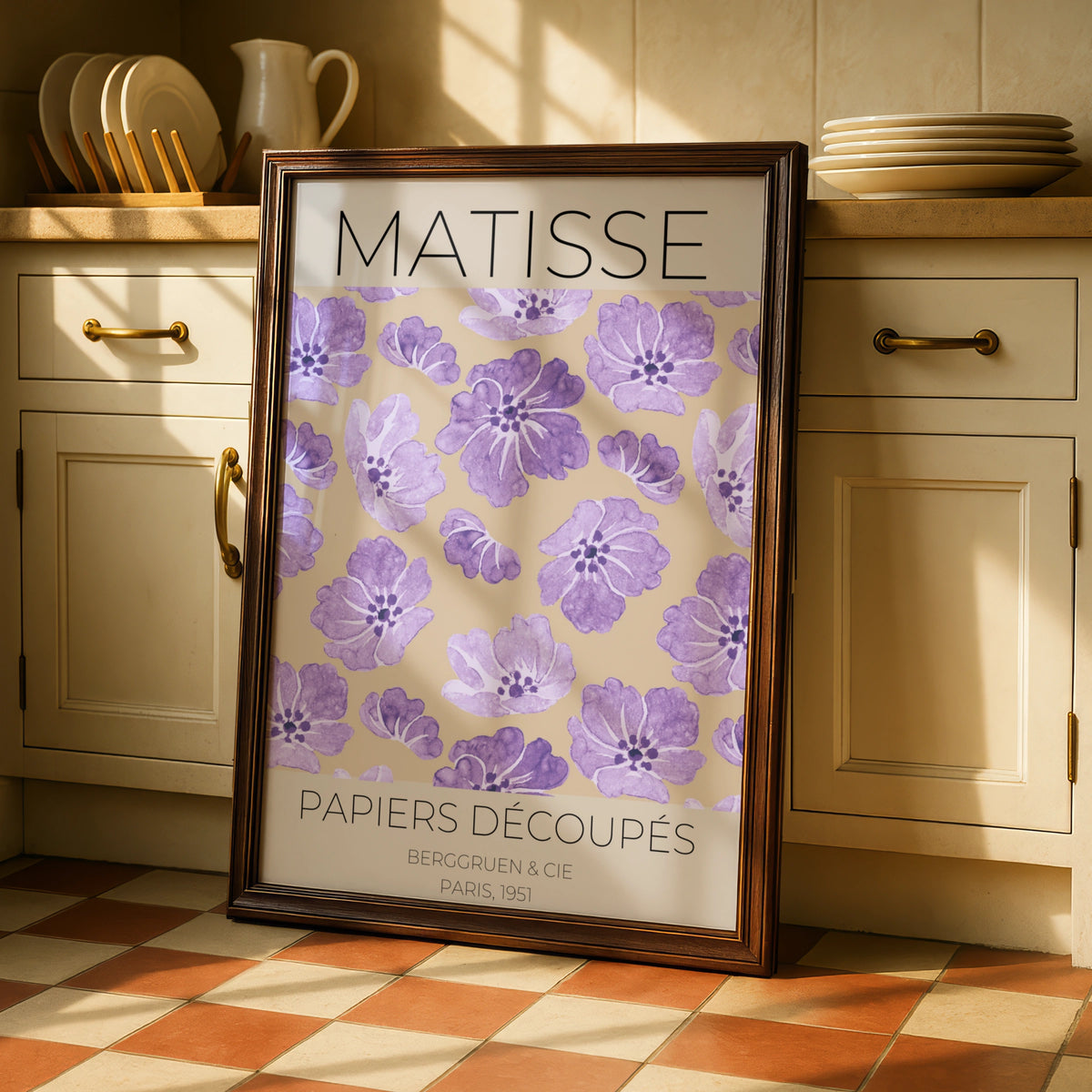 Matisse Papiers Decoupes Floral Poster, Purple Maximalist Wall Art, Paris 1951 Print