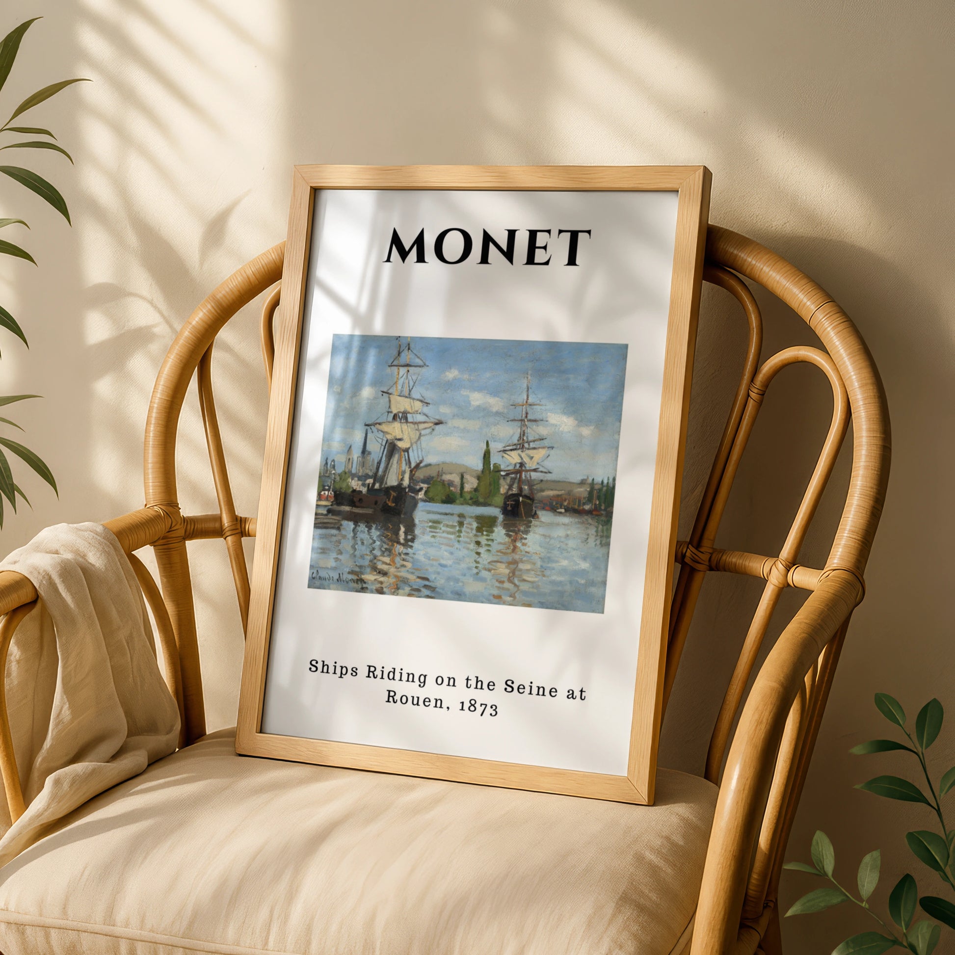 Monet Ships on the Seine Wall Art Print | Impressionist Sailing Poster, Living Room Decor – product image 3