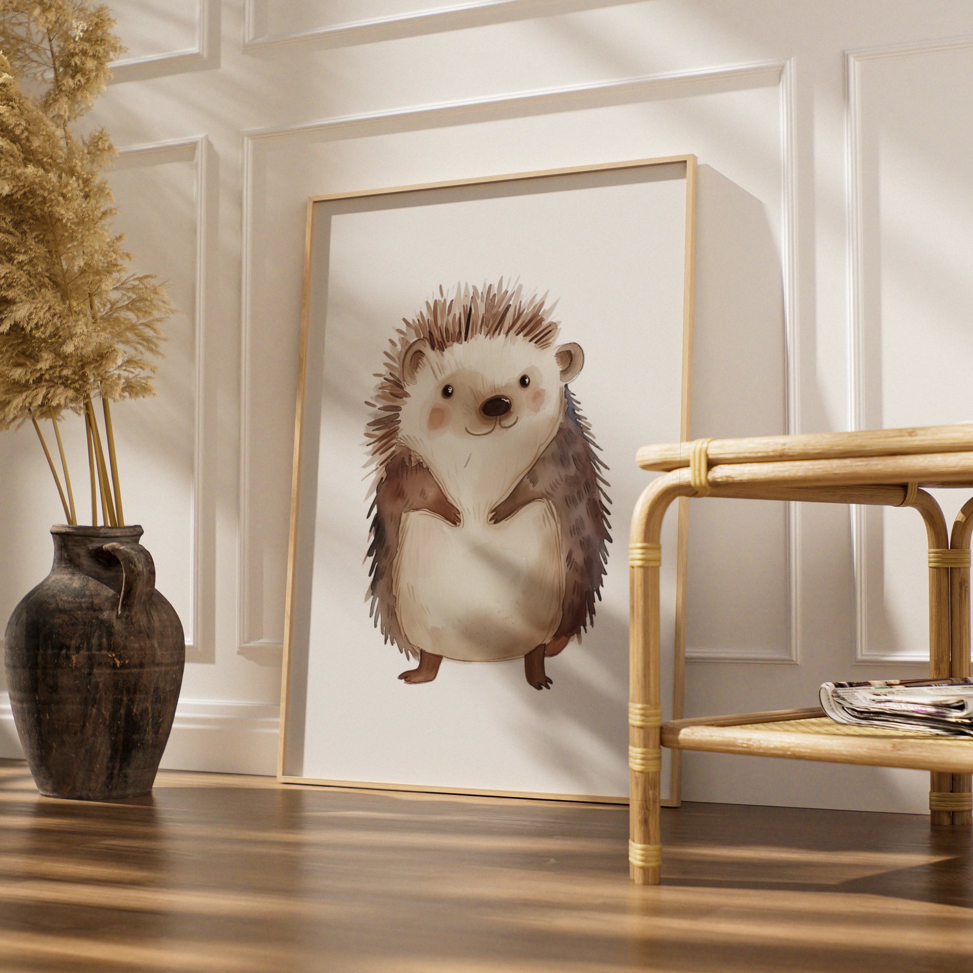 Hedgehog Nursery Wall Art, Cute Woodland Animal Poster, Baby Room Print, Kids Decor
