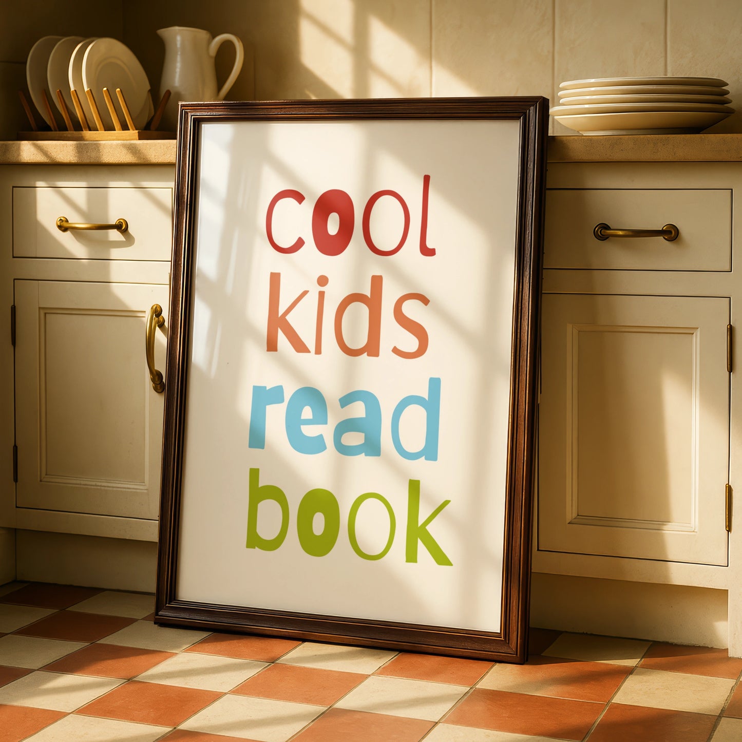Cool Kids Read Book Nursery Wall Art, Children's Reading Poster, Colourful Kids Room Print