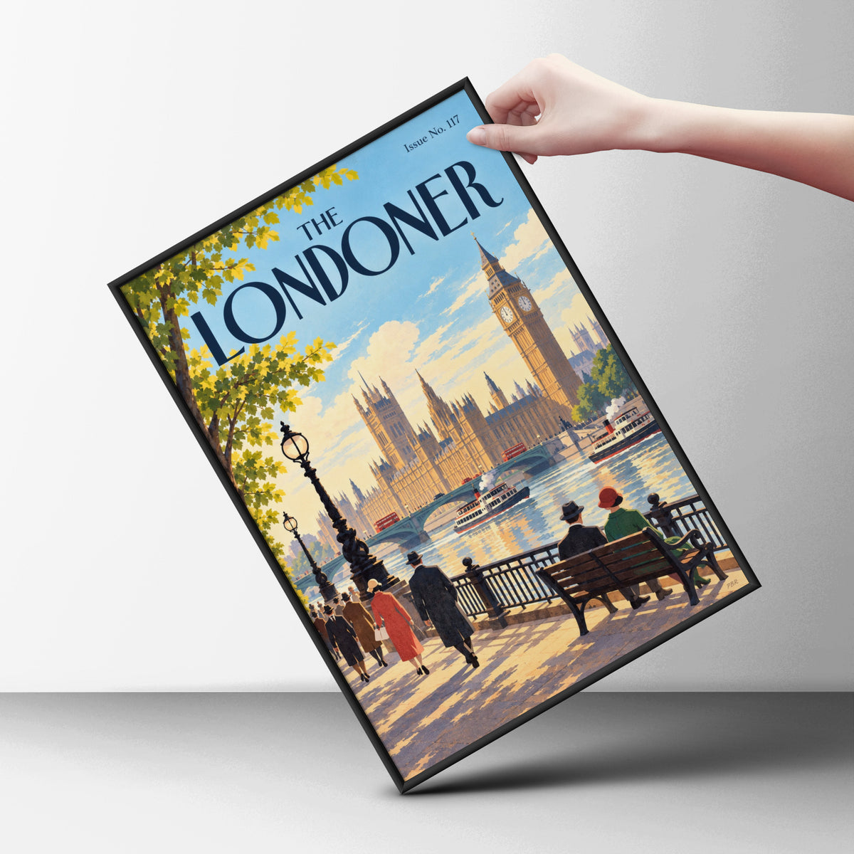 The Londoner Magazine Cover Poster, Vintage London Wall Art, Thames Riverside Print, Big Ben