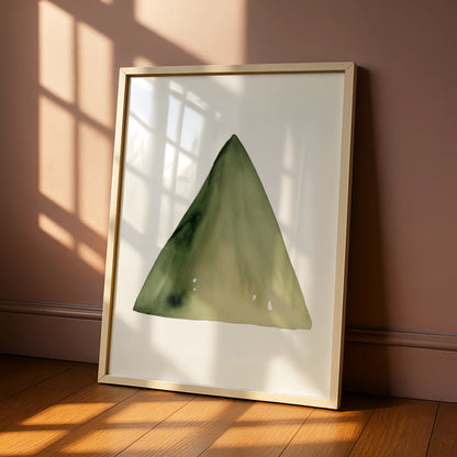 Green Watercolour Triangle Nursery Wall Art, Sage Shape Print, Baby Room Poster