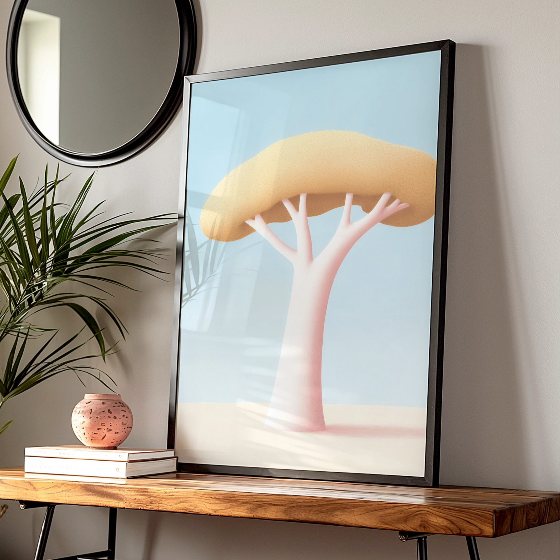 Nursery Tree Wall Art Print, Pastel Baobab Poster, Baby Room Decor, Minimalist Kids Art