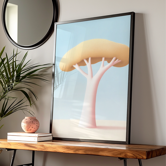Nursery Tree Wall Art Print, Pastel Baobab Poster, Baby Room Decor, Minimalist Kids Art